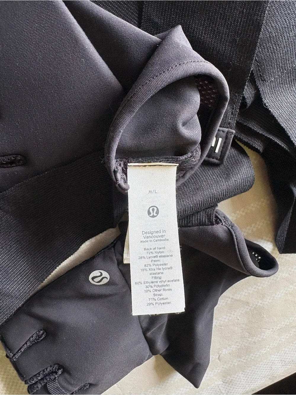 lululemon athletica Black Fingerless Workout Gloves